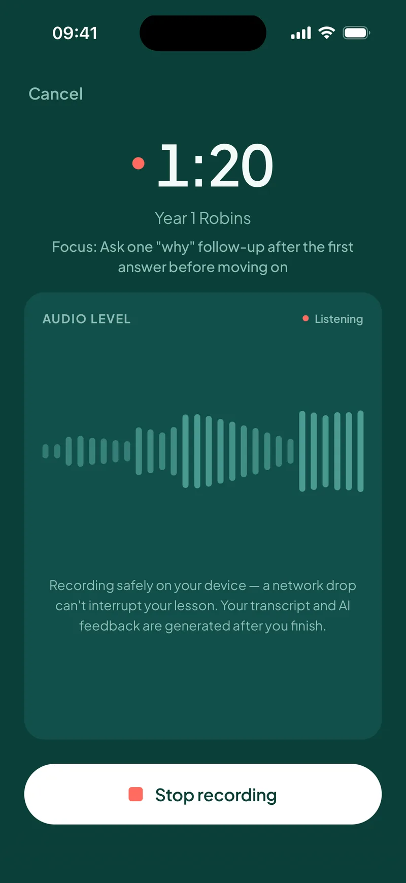 EducAitor app recording a lesson